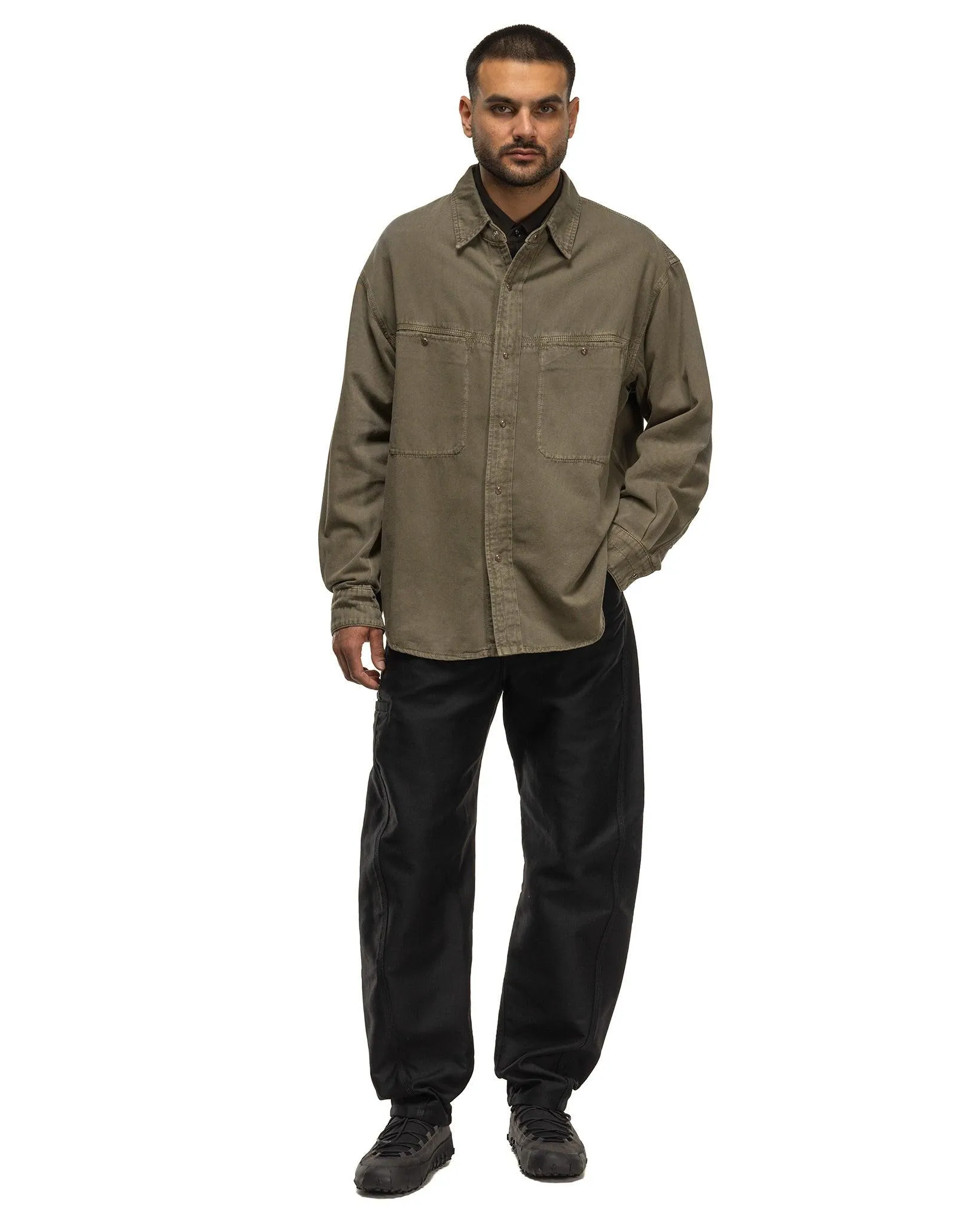 Denim Shirt With Snaps Snow Olive