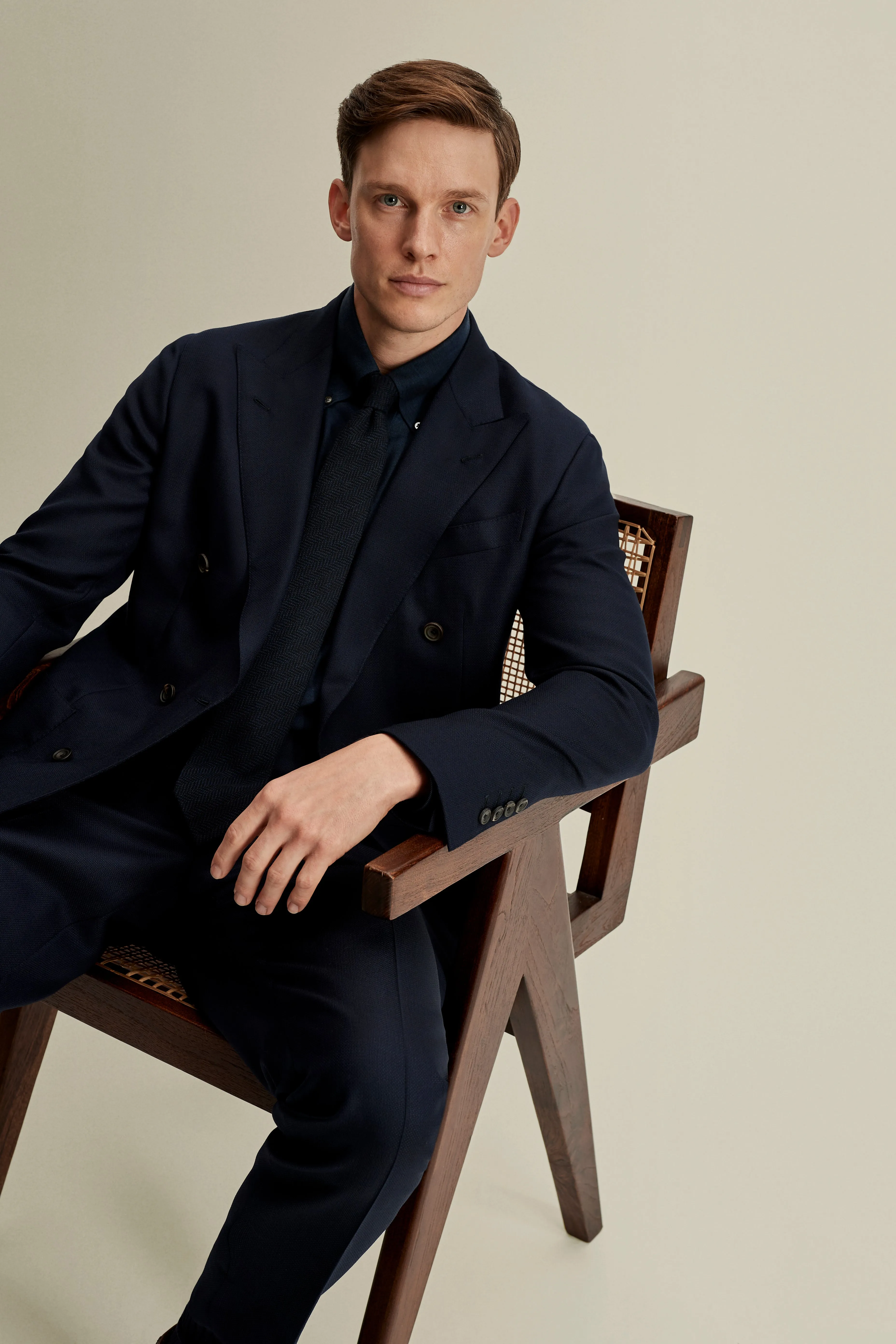 Double Breasted Wool Hopsack Jacket