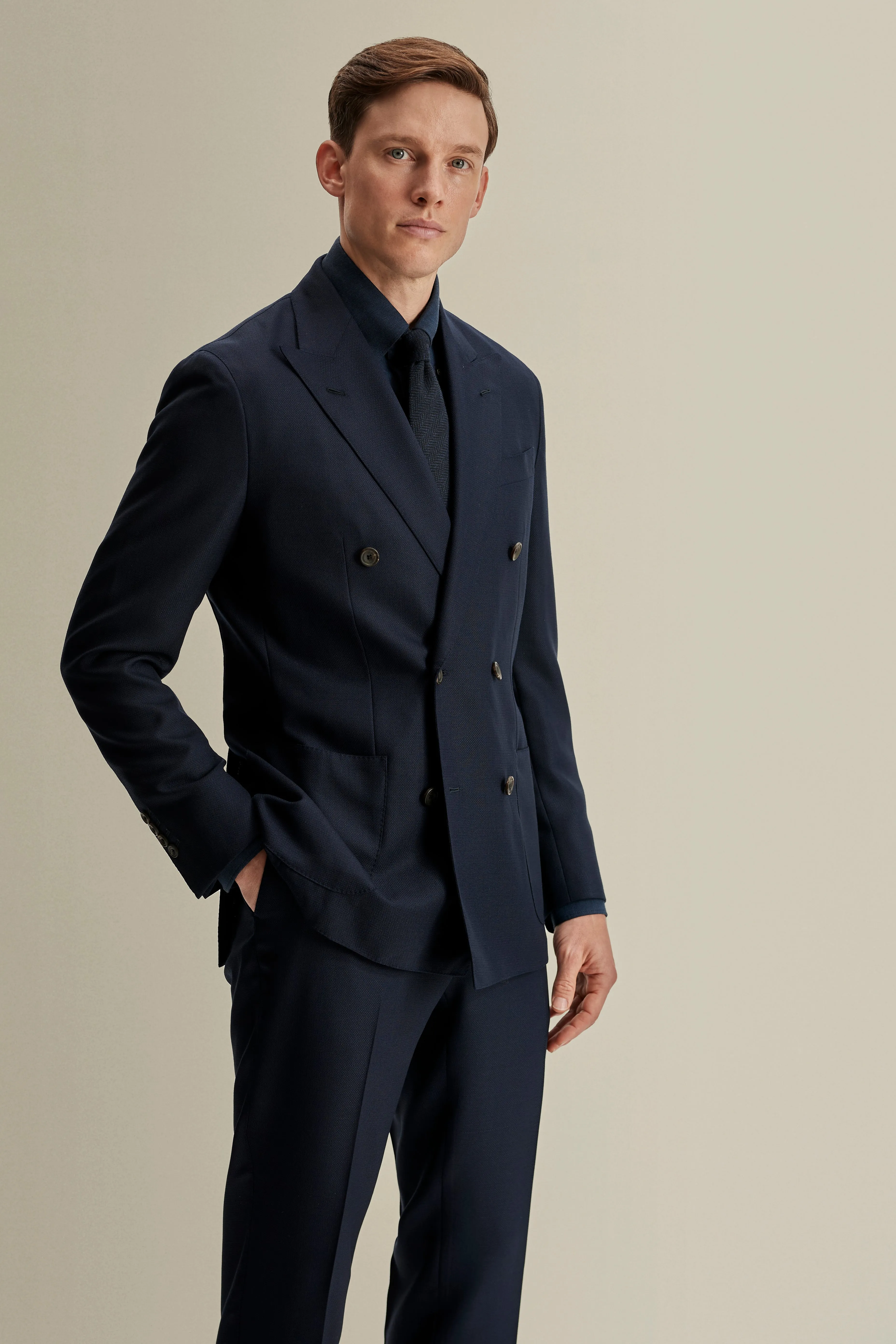 Double Breasted Wool Hopsack Jacket