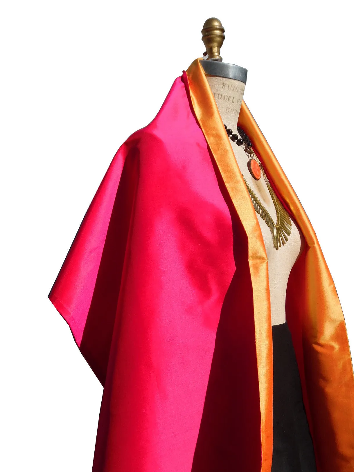 Double Sided Evening Shawl Fuchsia Tangerine