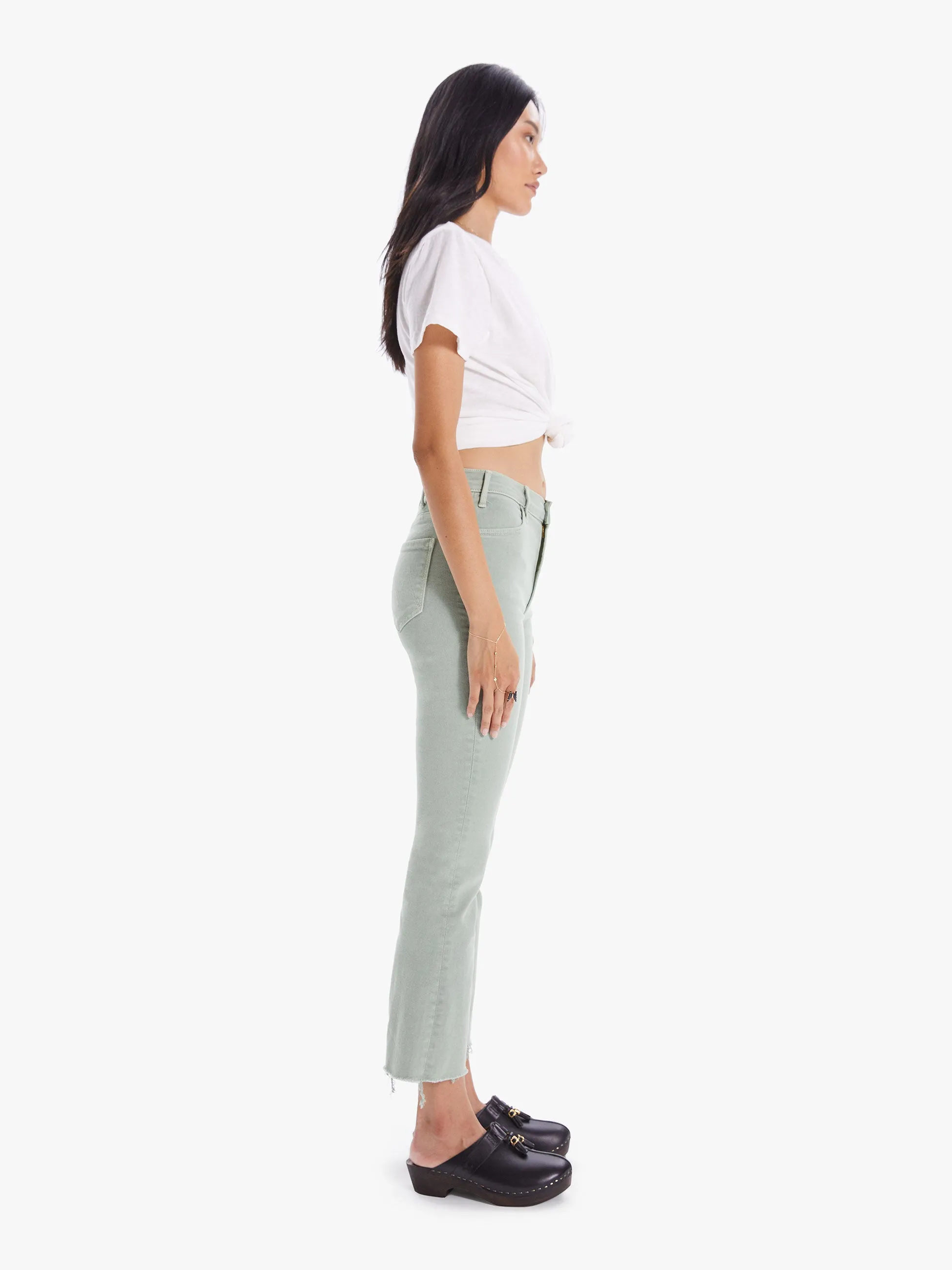 Mother - The Hustler Ankle Fray in Iceberg Green